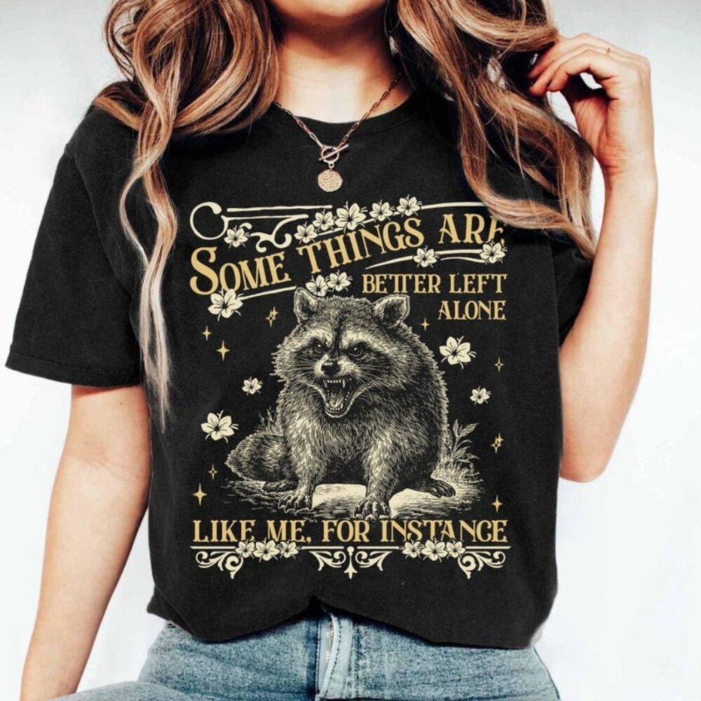 Some Things Are Better Left Alone T-Shirt, Introvert Raccoon Tee
